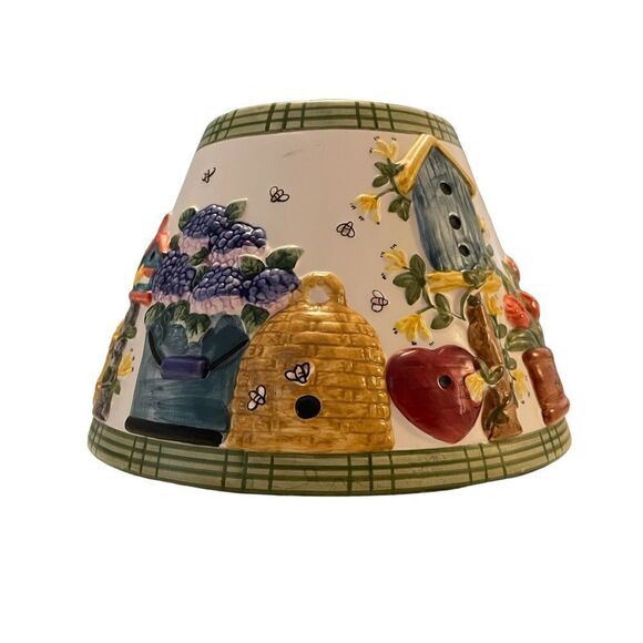 Yankee Candle Spring Summer Birdhouse Flowers Large Ceramic Candle Shade - Picture 2 of 7
